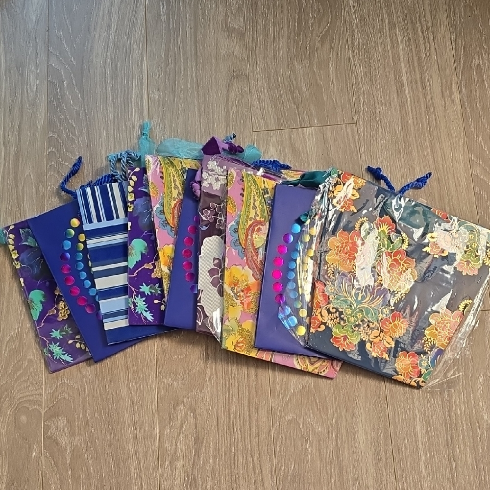 10 Colorful Drawstring Papyrus Gift Bags Set